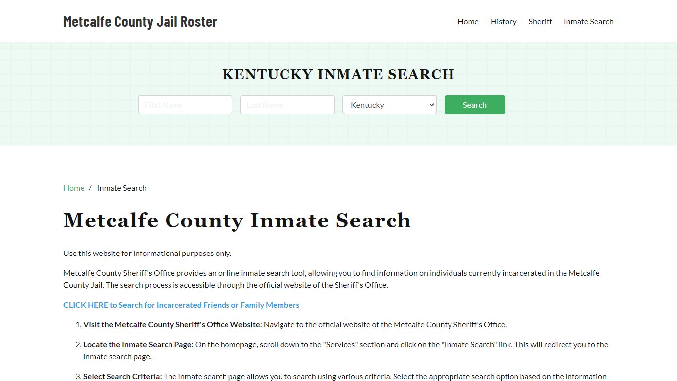 Metcalfe County, KY Detainee Lookup