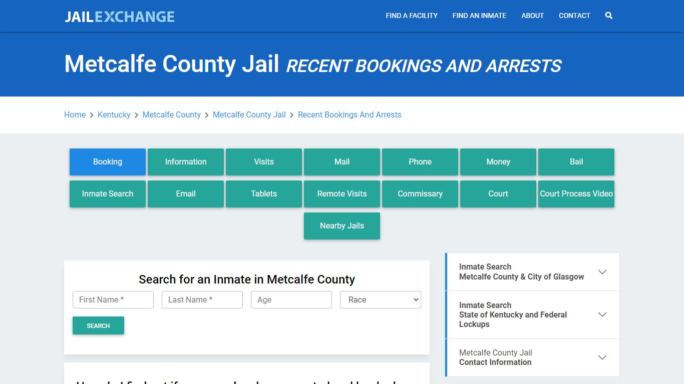 Metcalfe County Jail Recent Bookings And Arrests - Jail Exchange