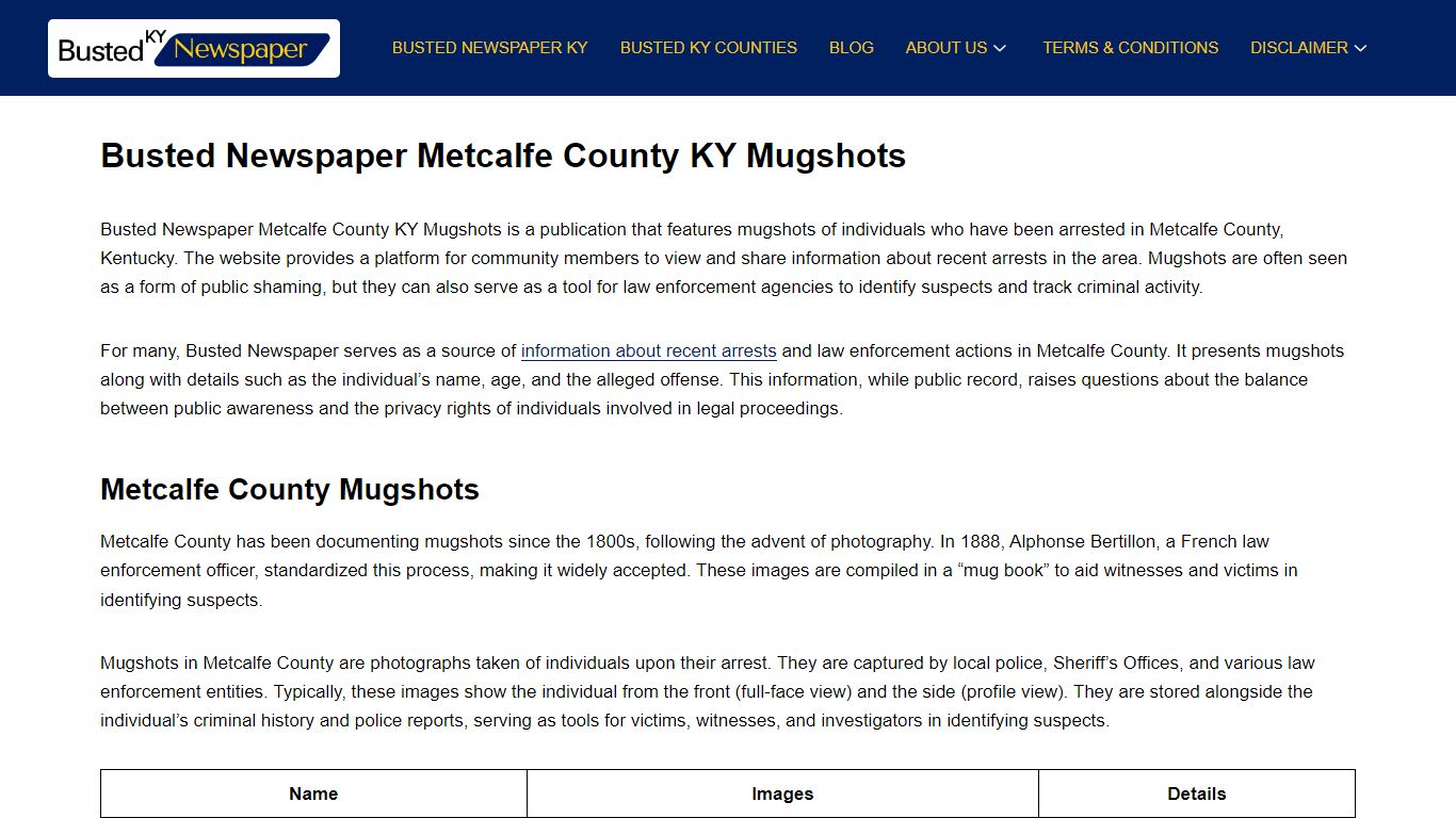 Busted Newspaper Metcalfe County KY Mugshots